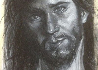 disegno a gessetto di un volto